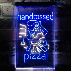 Hand tossed Pizza Dual Color LED Neon Sign st6-i3636