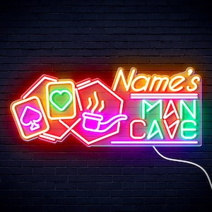 Name Personalized Man Cave - with Poker Extra-Large Ultra-Bright LED Neon Sign st16-fn-v0023-tm