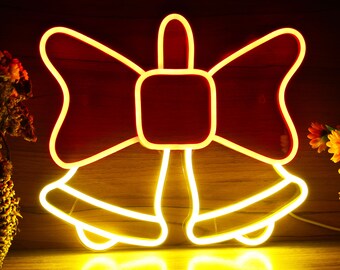 Christmas Bells with Ribbon Kids Room Flex Silicone LED Neon Sign st16-fnu0124