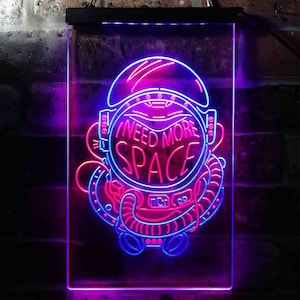 Astronaut I Need More Space Living Room Display Dual Color LED Sign st6-i3953