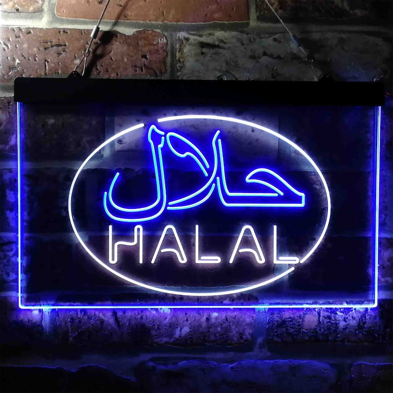Halal Food Arabic Restaurant Dual Color LED Neon Sign - Etsy