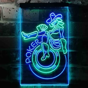 Las Vegas Girl Poker Bar Dual Color LED Neon Sign st6-i3642