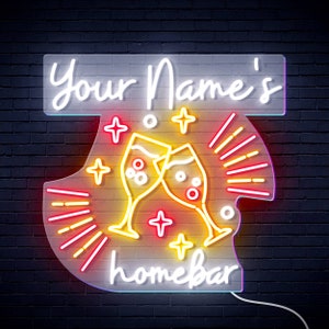 Name Personalized Home Bar - 2 glass of beer with flashing Extra-Large Ultra-Bright LED Neon Sign st16-fn-v0018-tm