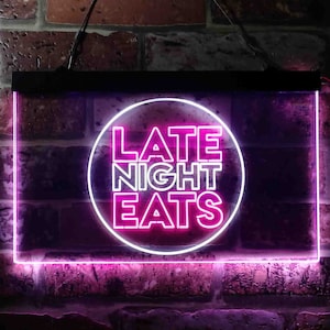 Late Night Eat CafÃ© Restaurant Display Business Open Dual Color LED Neon Sign st6-i3620