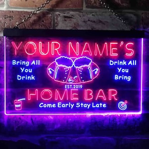 Personalized Your Name Est Year Theme Home Bar Beer Dual Color LED Neon Sign st6-p2-tm