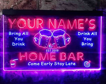 Personalized Your Name Est Year Theme Home Bar Beer Dual Color LED Neon Sign st6-p2-tm