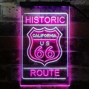 California Historic Route US 66 Dual Color LED Neon Sign st6-i3762