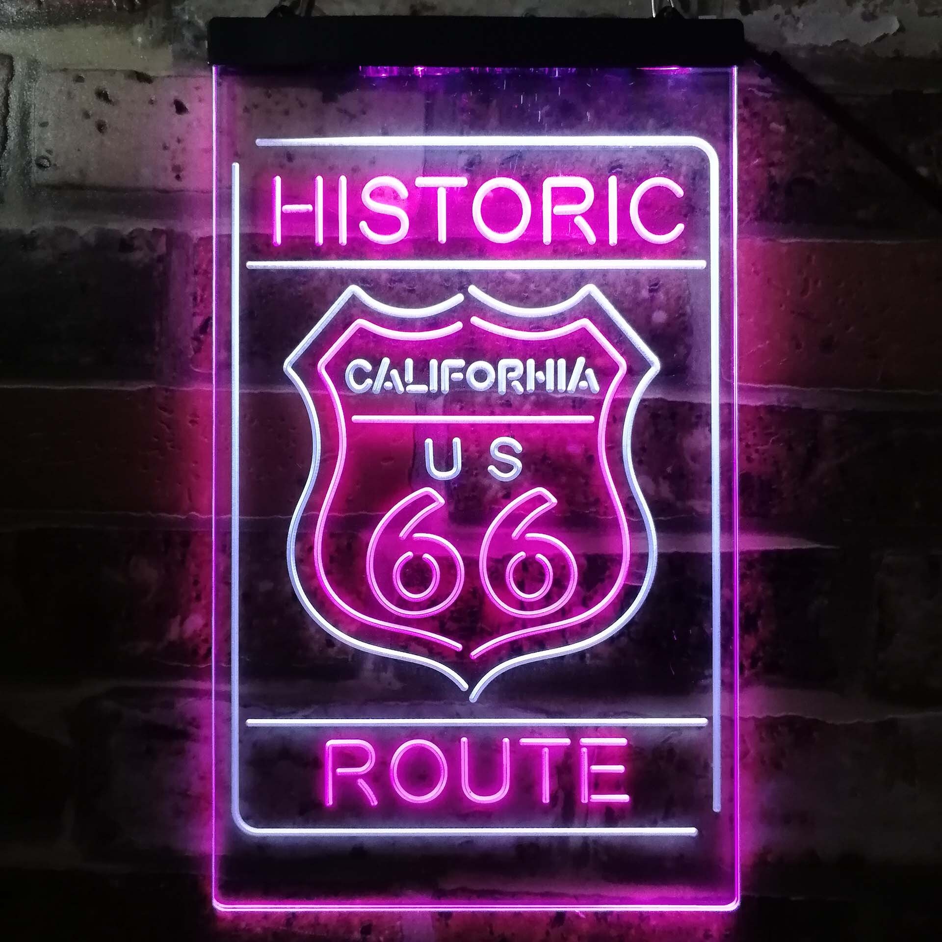 California Historic Route US 66 Dual Color LED Neon Sign St6-i3762
