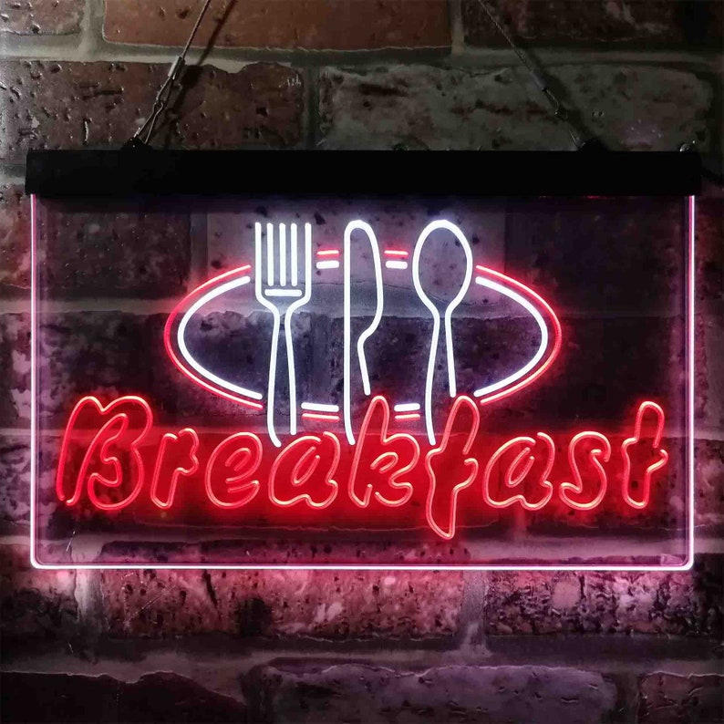 Breakfast Fork Knife Spoon CafÃ© Dual Color LED Neon Sign Etsy