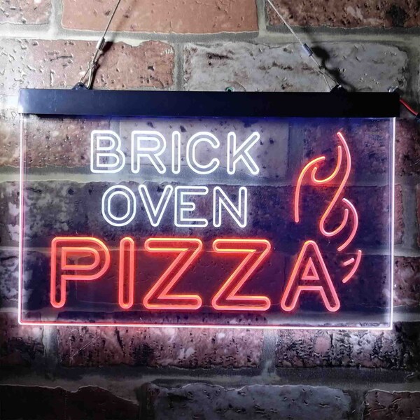 Brick Oven Pizza CafÃ© Dual Color LED Neon Sign st6-i3714