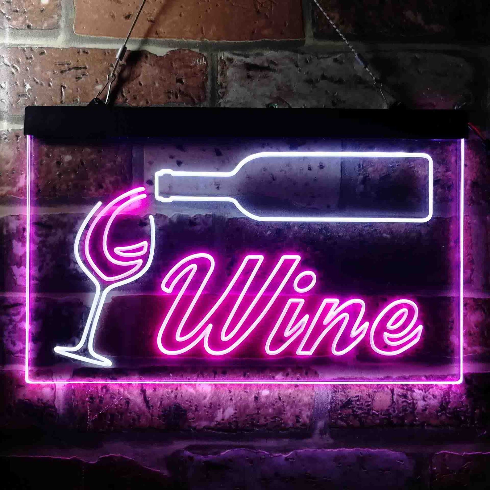 Wine Bar Bottle Glass Cup Beer Dual Color LED Neon Sign Etsy