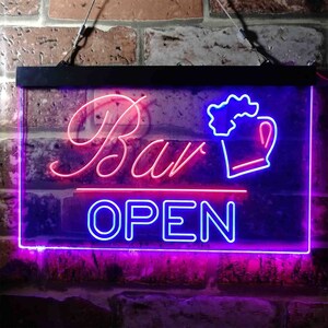 Bar Open Beer Mug Cheers Dual Color LED Neon Sign st6-i3650
