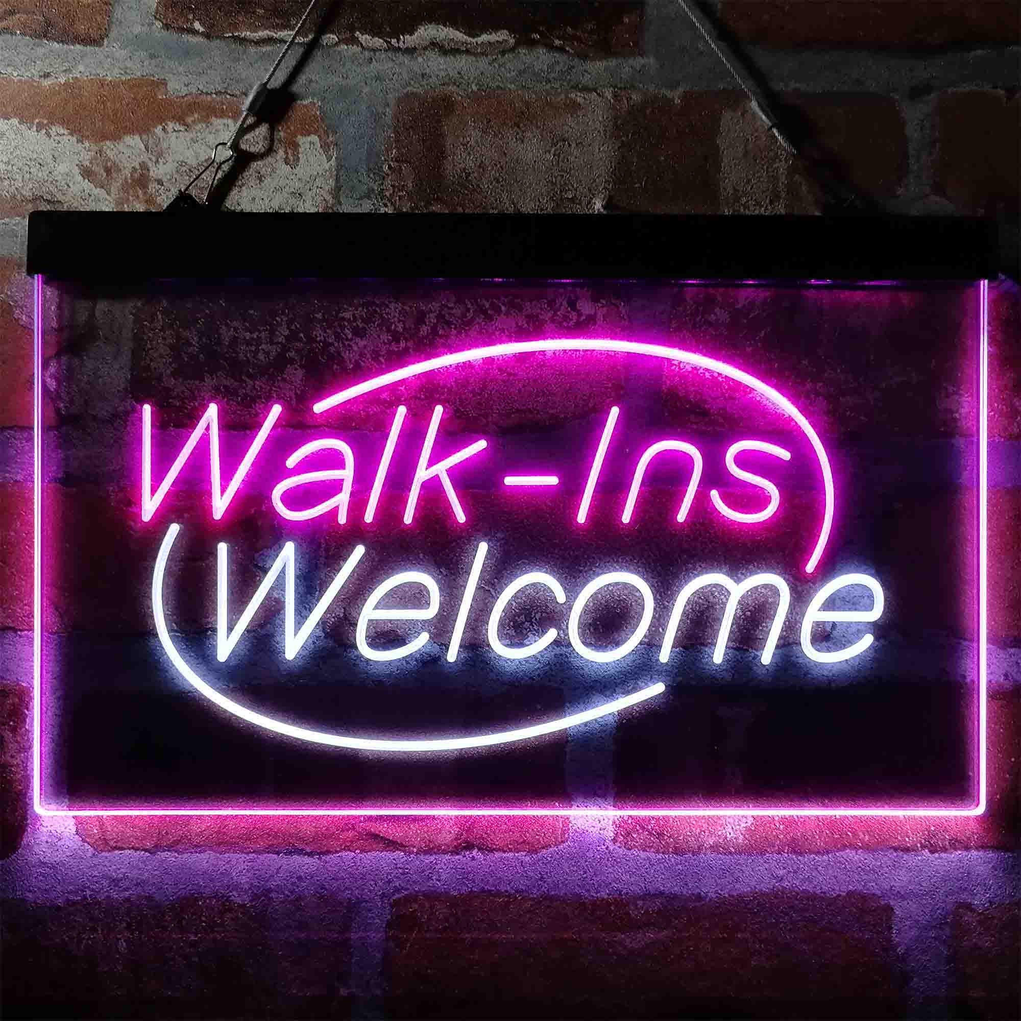 Walk Ins Welcome Display Shop Dual Color Led Neon Sign Etsy