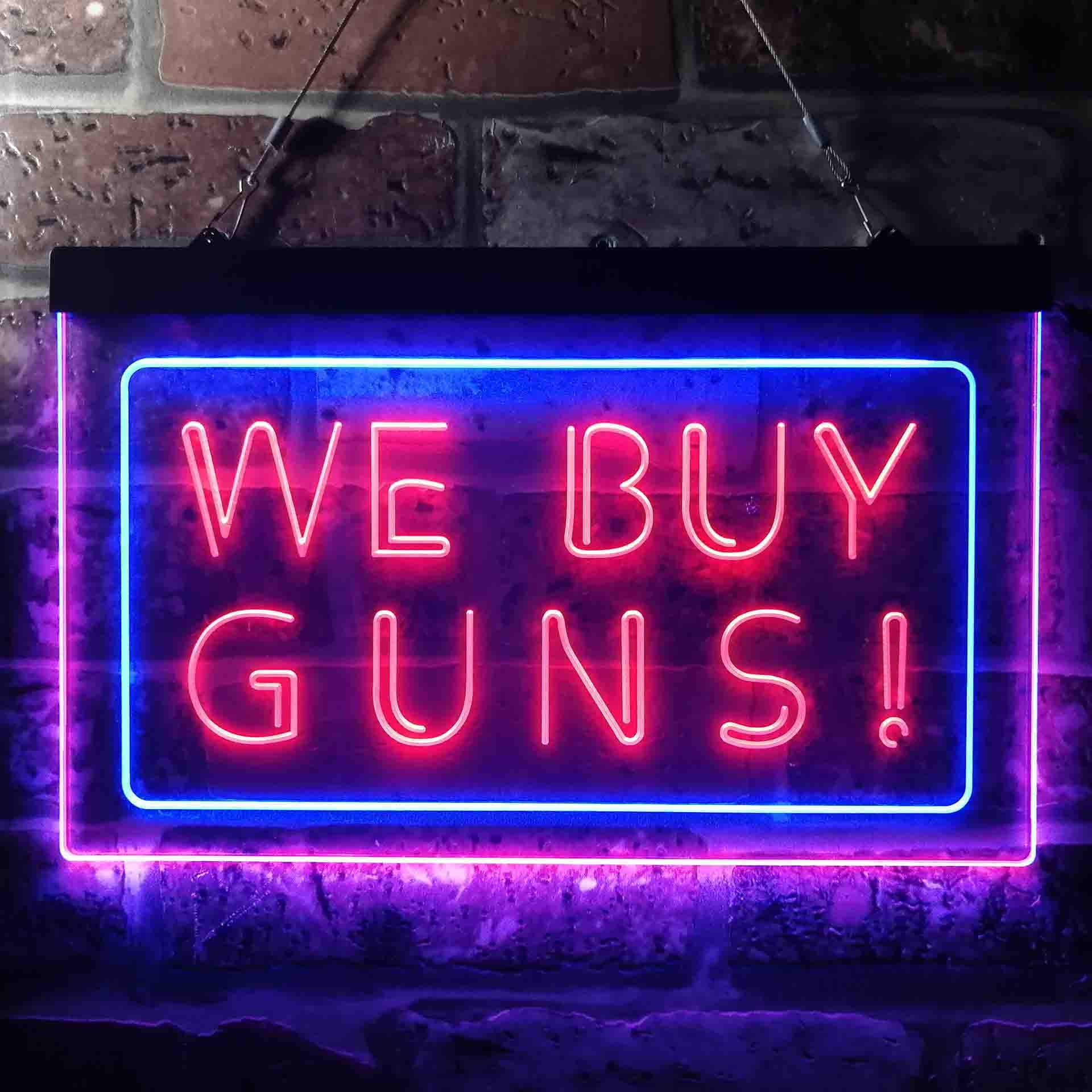 We Buy Gun Shop Display Dual Color LED Neon Sign St6i1009 Etsy