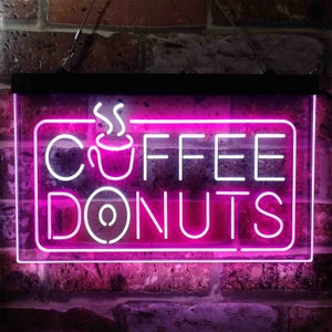 Coffee Donut Restaurant Dual Color LED Neon Sign st6-i3898