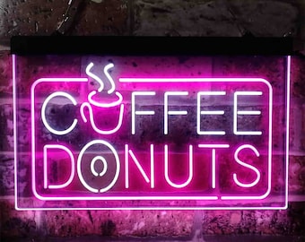 Donuts Kitchen Shop Coffee and Baked Led Neon Sign Display 15.5"X 9"