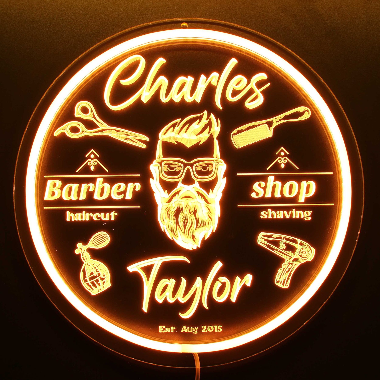 Barber Shop With Classic Man Face Haircut Shaving Decor Ultra-bright ...