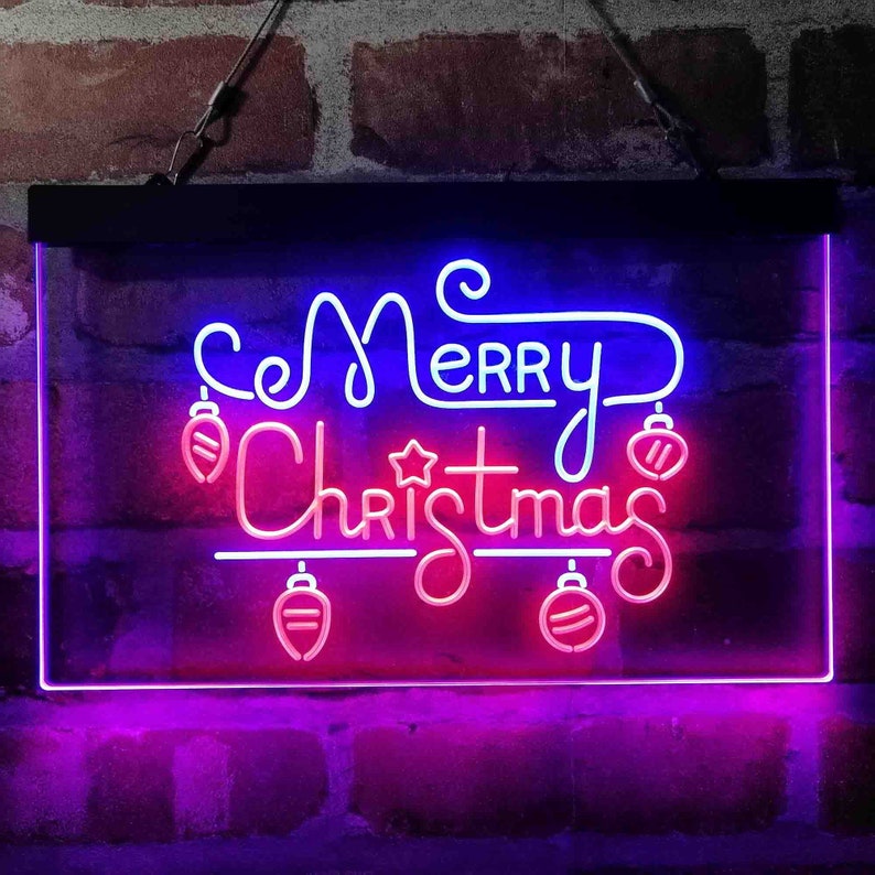 Merry Christmas Light Decoration Dual Color LED Neon Sign | Etsy
