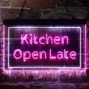 Küche Open Late Night Eat Restaurant Open Dual Color LED Neon Zeichen st6-i3622
