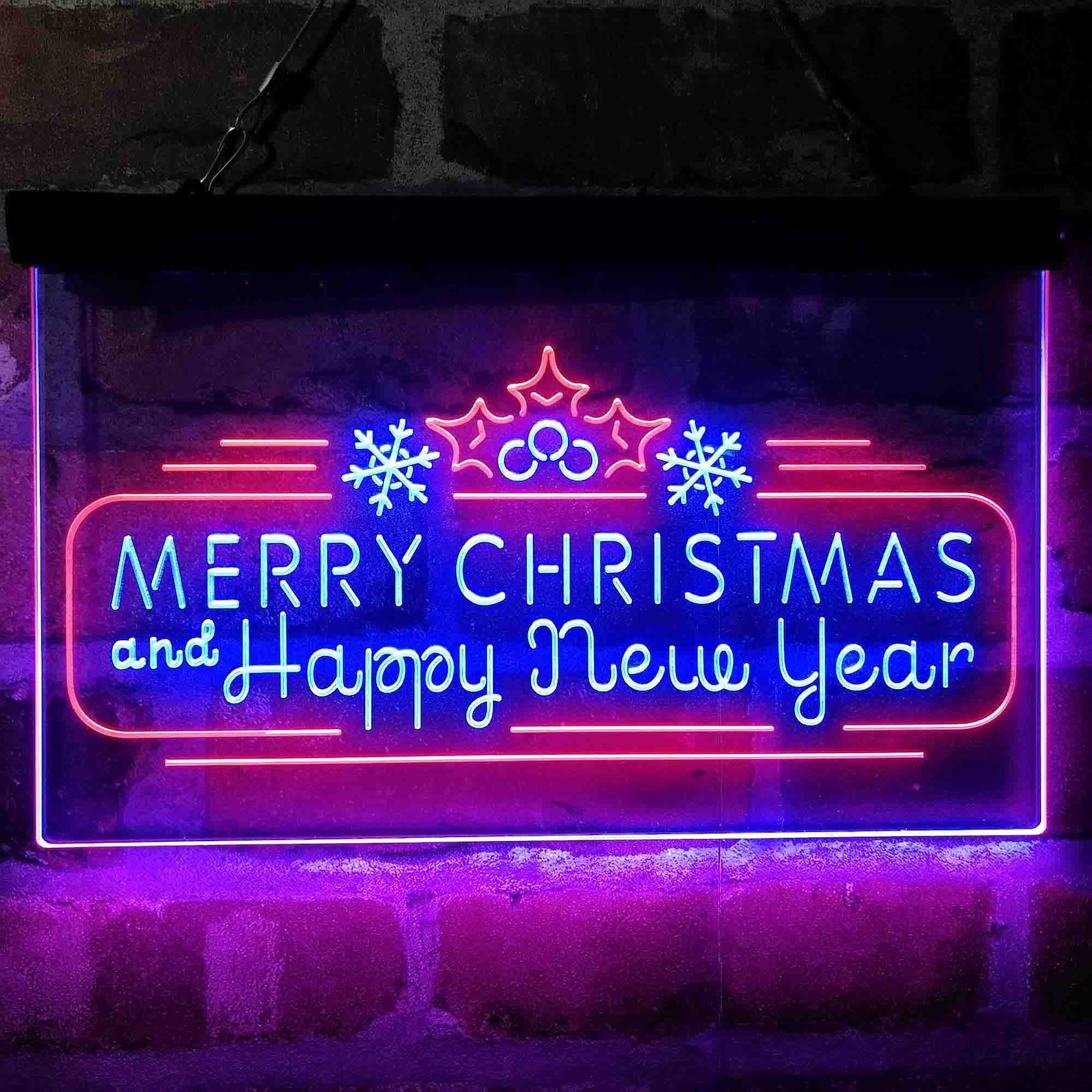 December Led Signs Merry Christmas & Happy New Year Pine Cone Dual Color LED Neon Sign St6 ...