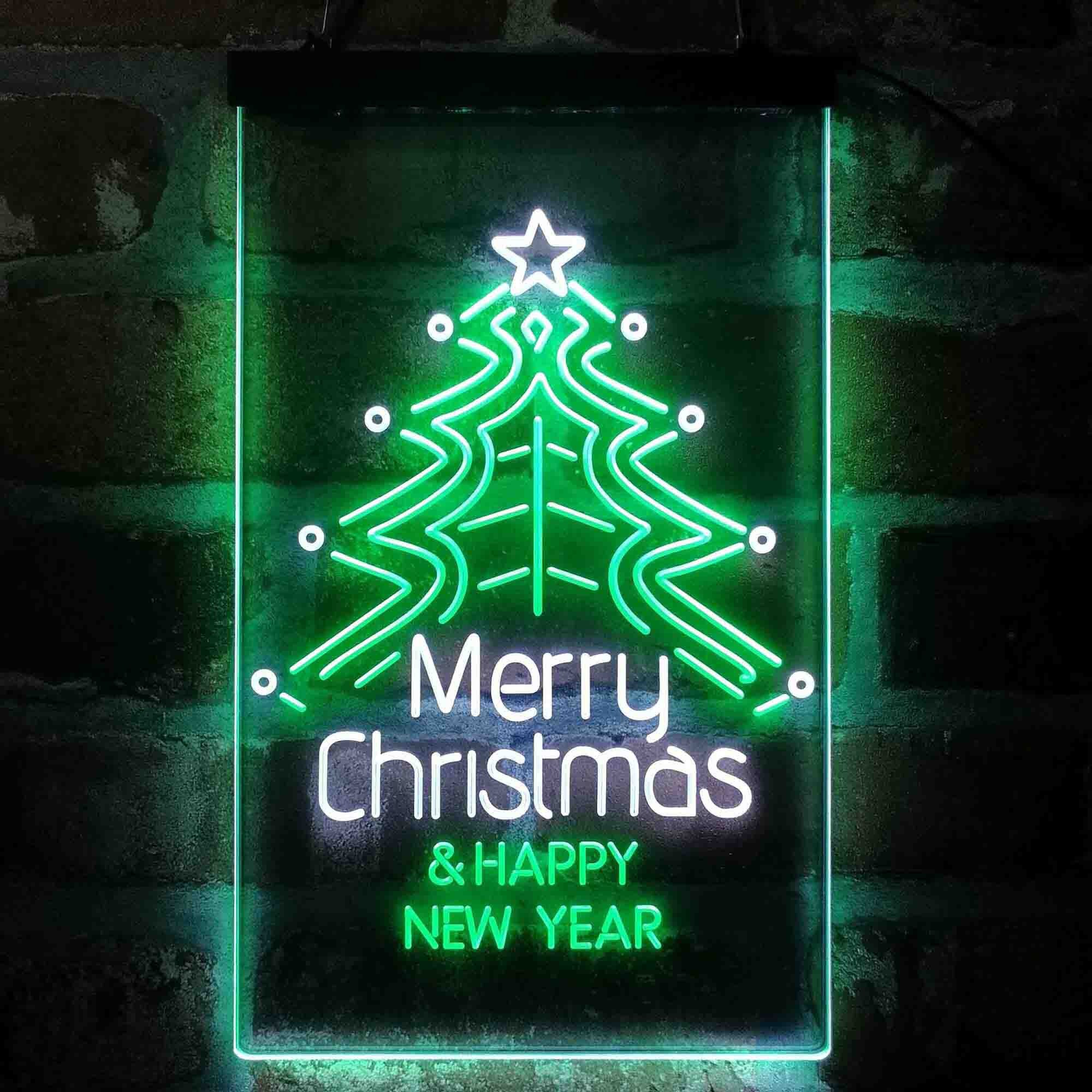 Premium vector Merry Christmas & Happy New Year Dual Color LED Neon Sign | Etsy