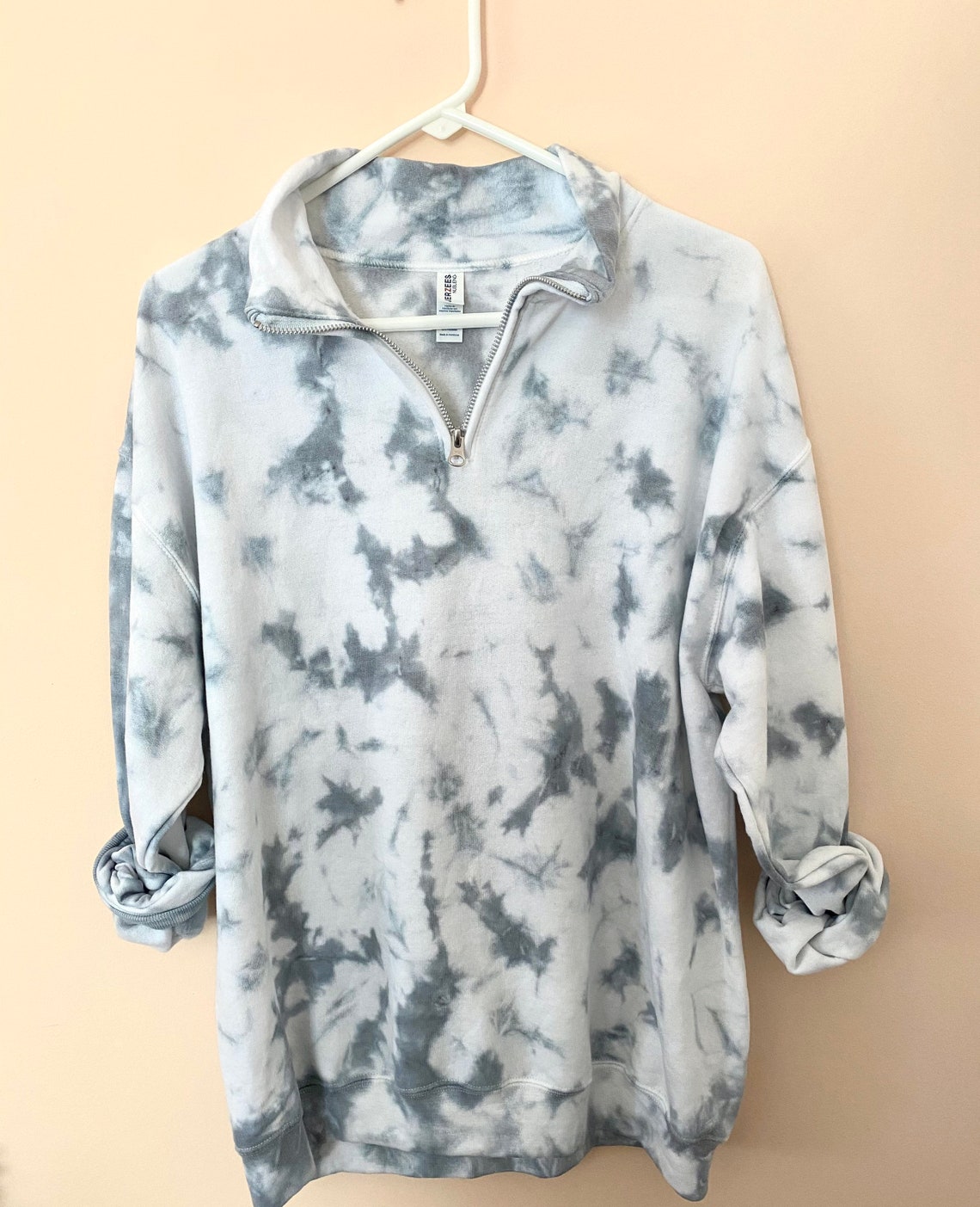 tie dye quarter zip sweatshirt
