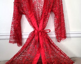 Valentine's Day Robe, Lace Robe, Date Night Robe, Lacey Robe, Sexy Robe, Red Lace Robe, Black Lace Robe, White Lace Robe, Bridal Robe