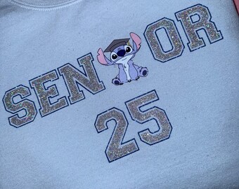 Custom Senior Graduate Shirt, Disney Stitch Graduation 2025 Sweater, Personalized Keepsake Gift Tee, High School College Grad Hoodie