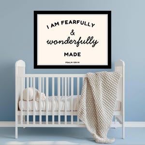 I Am Fearfully and Wonderfully Made Wall Art | Psalm 139:14 Scripture Printable | Christian Bible Verse Home Decor