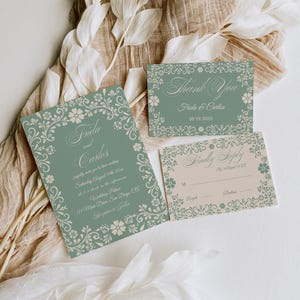 Rustic Floral Wedding Invitation Suite: Greenery Template (Digital)