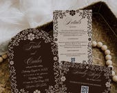 Espresso Latte Timeless Wedding Invitation Set: Rustic Vintage Mexican Floral Template (Digital Download)