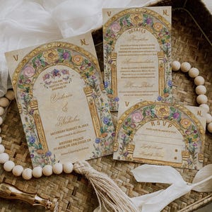 Art Nouveau Floral Wedding Invitation Set (Digital Invite)