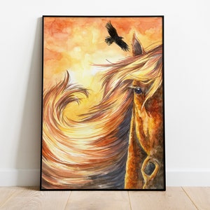 Wild West Art Print · Equine Art · Horse Art · Watercolor Painting · Eagle
