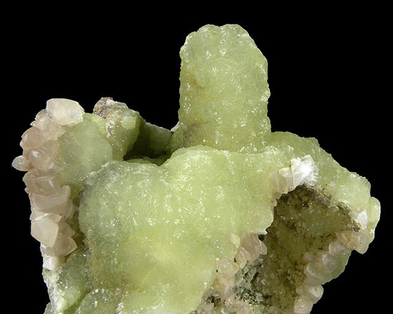 Prehnite finger cast after Anhydrite with Calcite / Locality - Prospect Park Quarry, Prospect Park, Passaic County, New Jersey