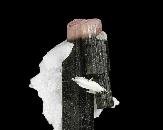 Tourmaline (doubly-terminated) with Albite / Locality - Stak Nala, Skardu District, Baltistan, Gilgit-Baltistan (Northern Areas), Pakistan