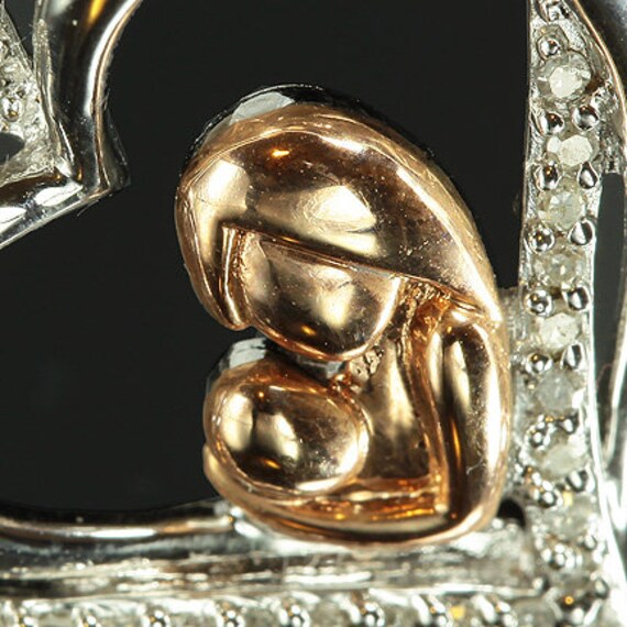 Mother and Child Heart Pendant in Silver, Nickel … - image 2