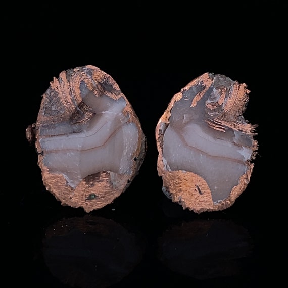 RARE Copper replacement / pseudomorph after Agate (polished pair) – Wolverine #2 Mine Dump, Kearsarge Lode, Houghton County, Michigan, USA