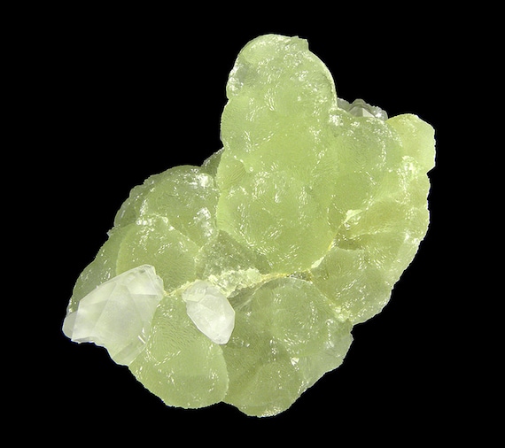 Prehnite finger cast after Anhydrite with Calcite / Locality - Prospect Park Quarry, Prospect Park, Passaic County, New Jersey