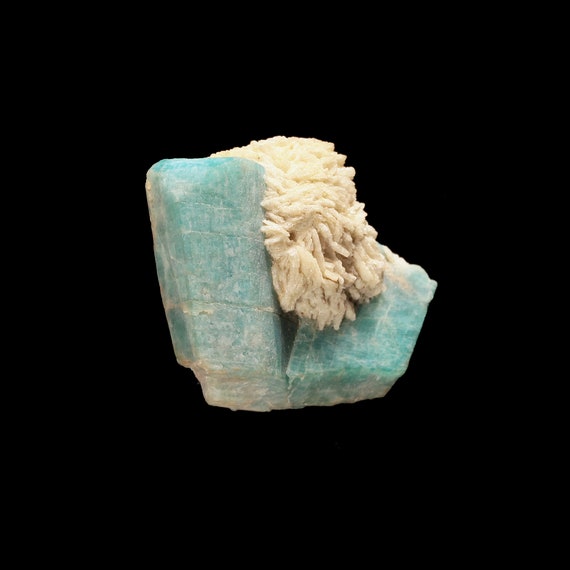 Microcline (variety "Amazonite") with Albite (variety "Cleavelandite") / Locality - Lake George Area, Park County, Colorado