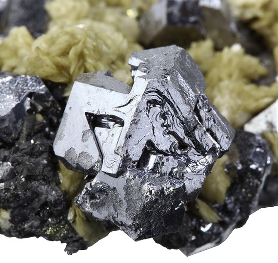 Siderite on Galena / Locality - Julia Fisk Mine, Leadville District, Lake County, Colorado