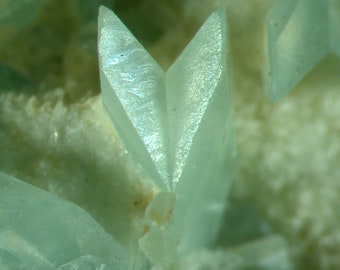 Phosphophyllite / (classic textbook twins) / with Siderite & Sphalerite / Locality - Unificada mine, Cerro Rico, Potosi, Bolivia