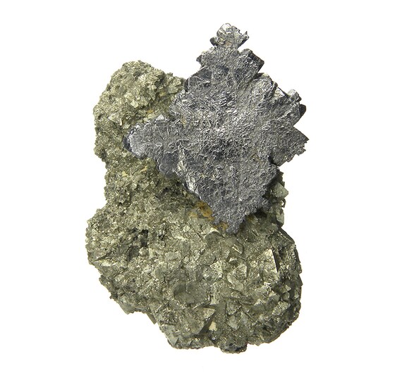 Bournonite (excellent “cogwheel”) on Pyrite / Locality - Viboras Mine, Machacamarca, Potosi Department, Bolivia