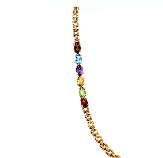 Multi-Stone Bracelet / 10kt Yellow Gold / 7.25 inches