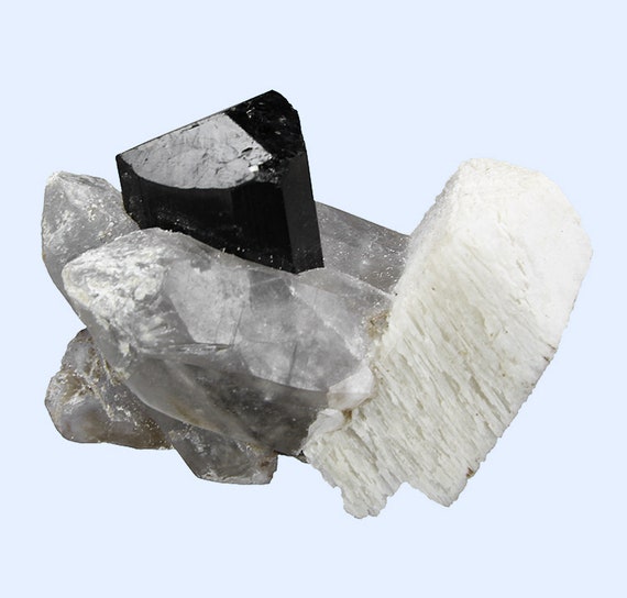 Schorl on Quartz with Microcline / Locality - Baha, Braldu Valley, Skardu District, Baltistan, Gilgit-Baltistan (Northern Areas), Pakistan