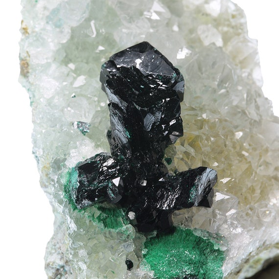 Paratacamite (rare) with Malachite / Locality - Lily Mine, Pisco Umay, Ica Department, Peru