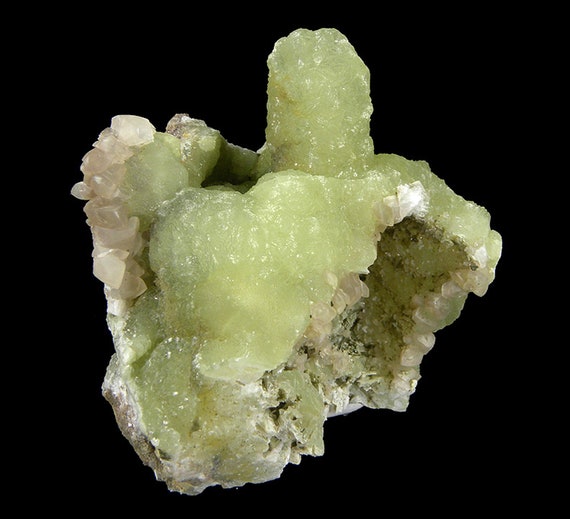 Prehnite finger cast after Anhydrite with Calcite / Locality - Prospect Park Quarry, Prospect Park, Passaic County, New Jersey