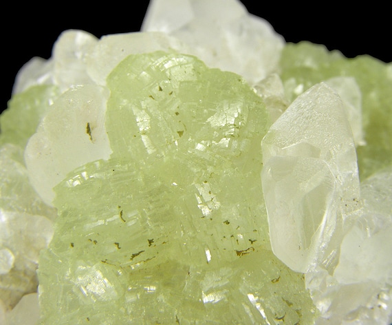 Prehnite casts after Anhydrite with Calcite / Locality - Prospect Park Quarry, Prospect Park, Passaic County, New Jersey