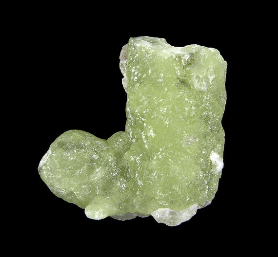 Prehnite “BOOT”-shaped cast after Anhydrite with Calcite / Locality - Prospect Park Quarry, Prospect Park, Passaic County, New Jersey