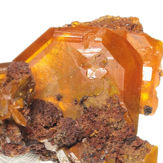 Wulfenite ("stop sign" crystal) / Locality - 150 Level, Red Cloud Mine, Trigo Mountains, La Paz County, Arizona