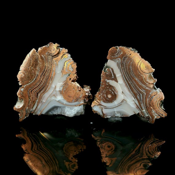 RARE Copper replacement / pseudomorph after Agate (polished pair) – Wolverine #2 Mine Dump, Kearsarge Lode, Houghton County, Michigan, USA